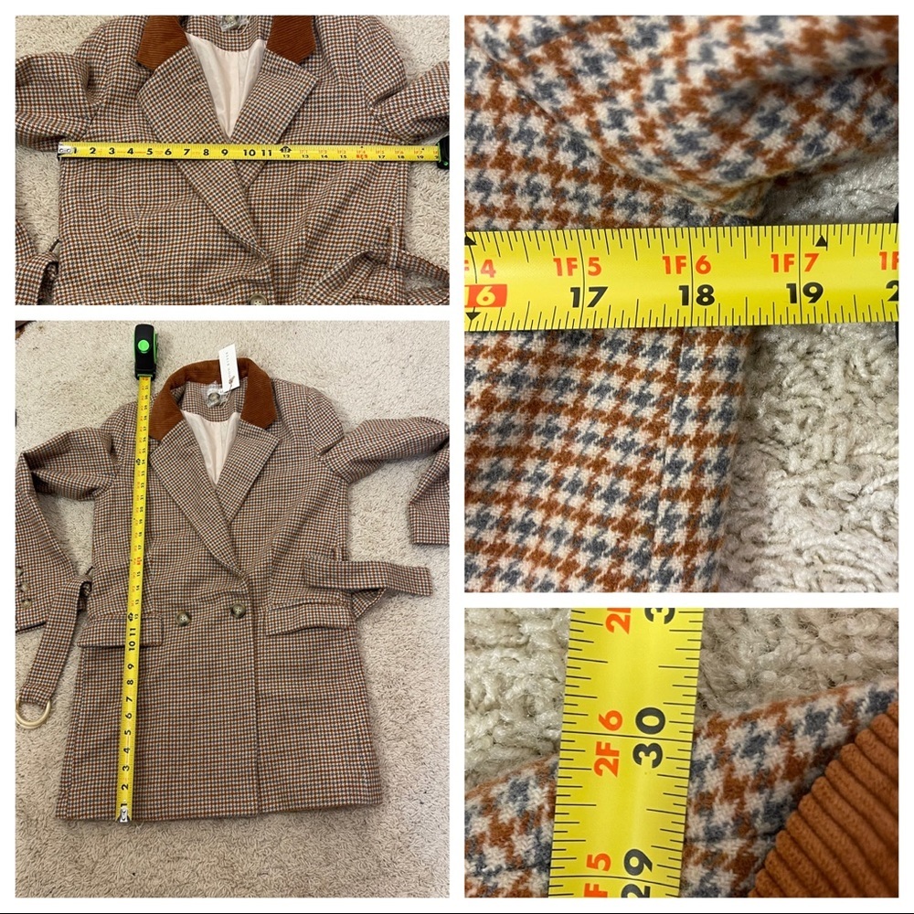 NWT! Moon River Herringbone Double Breasted Jacket with contrast collar - Picture 7 of 16